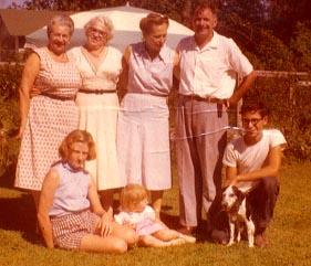 all-snoopy Snoopy was my dog from my early teens until I joined the Navy. My sisters Joyce and Naomi (the youngest) are in the front row.  My adoptive father is next to me, and our mother next to him. The two ladies on the left are very distant relatives.