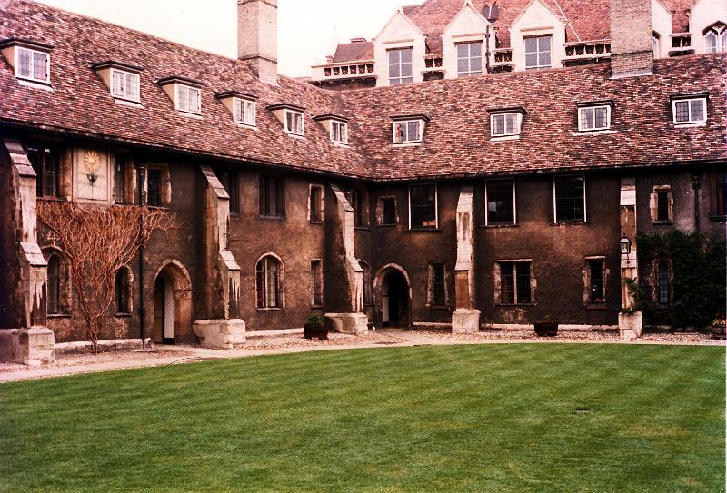 01 In April 1977, I had a business trip for Interdata to Cambridge, England.  This slide show is of Cambridge University.  This is a courtyard at King's College.