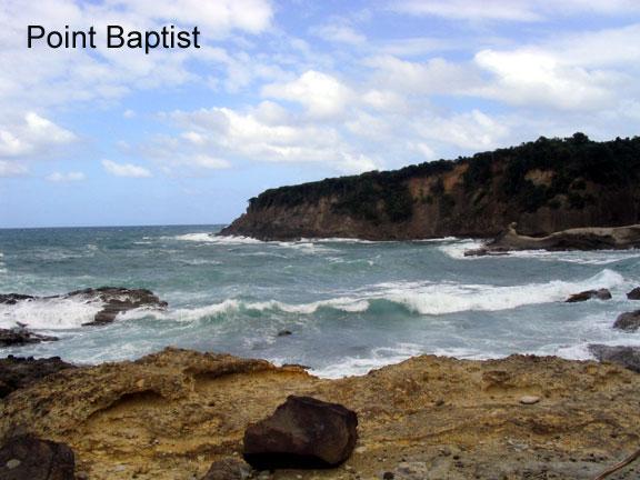 point-baptist-1 Point Baptist, on the Atlantic coast just east of the village of Calibishie, is another of the world's true beauty spots. The point is a rocky outcrop, with beaches on both sides. On one side is a beautiful white sand bathing beach that is also excellent for beachcombing. On the other is a black sand beach with a bay that is rich in coral.