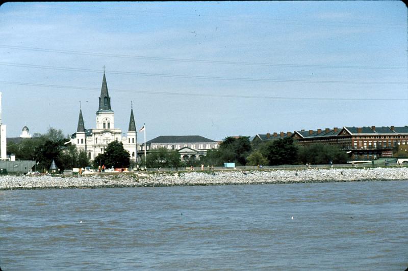 river-07 Jackson Square and its surroundings from the river.  Nowadays, the riverwalk would block this view.