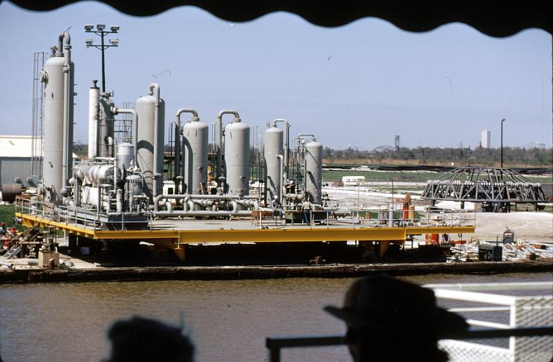 river-18 An assembled oil platform ready to be floated out.