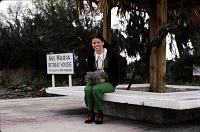 river-53 Ruth at a bayou destination.  She's holding Spanish moss.