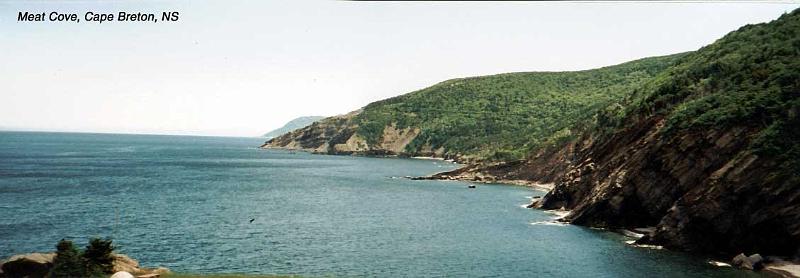 1-meatcove Meat Cove is the northernmost point of Nova Scotia. The tiny village clings to a hill with a sheer drop to the Gulf of Saint Lawrence. The name may not be the prettiest, but the place sure is beautiful.