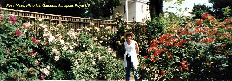 20-rt-rosemaze Ruth was happy to be in the Rose Maze at the Historical Gardens in Annaplois Royal.