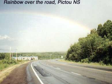 rainbow We spotted a rainbow on the road behind us as we approached Pictou.