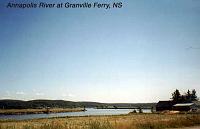 annapolisriver Granville Ferry, Nova Scotia: Granville Ferry is just up the Annapolis River from Annapolis Royal, above the only tidal hydroelectric plant in North America. We stayed at The Moorings B&B. Ruth chose the town to stay in because her father was named Granville and so was her brother.