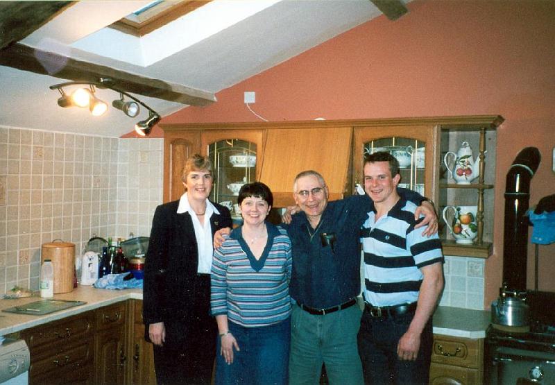 kitchen Jane, daughter-in-law Nia, me and Jane & Tom's son Emlyn. They have a house and a B&B adjoining Jane & Tom's.